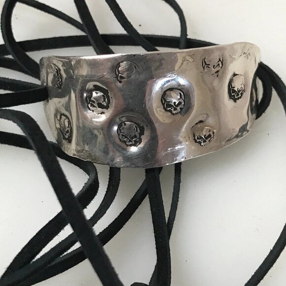 PHoenix Eagle Antique Sterling Silver Tie Wrap 925 Leather Cuff Bracelet Boho - Picture 10 of 11